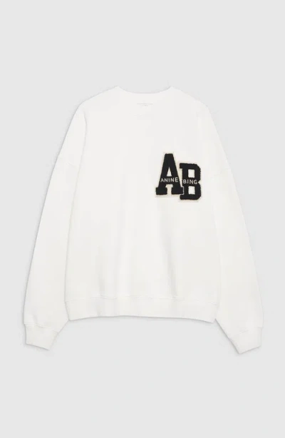 Anine Bing Miles Logo-patch Cotton Sweatshirt In White