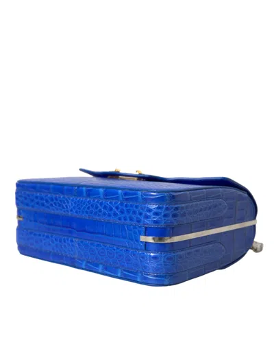 Balenciaga Chic Alligator Skin Chain Shoulder Bag In Blue