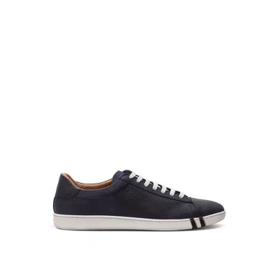 Bally Blue Leather Low Top Men's Sneakers In Black
