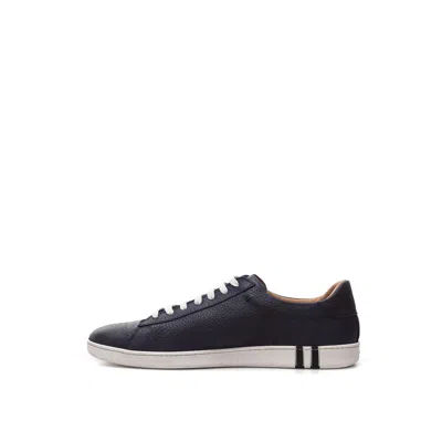 Bally Blue Leather Low Top Men's Sneakers In Black