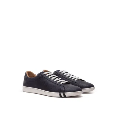 Bally Blue Leather Low Top Men's Sneakers In Black