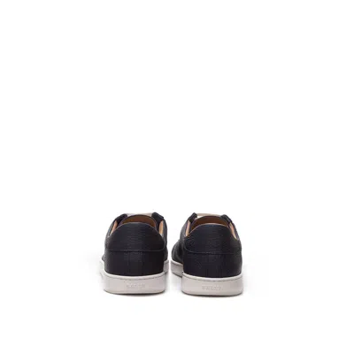 Bally Blue Leather Low Top Men's Sneakers In Black
