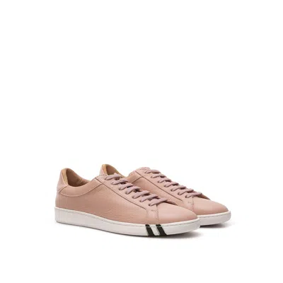 Bally Pink Leather Low Top Women's Sneakers In Gold