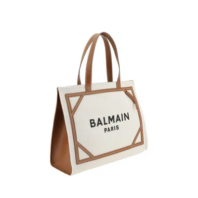 Balmain Beige Cotton Shoulder Women's Bag In Sand