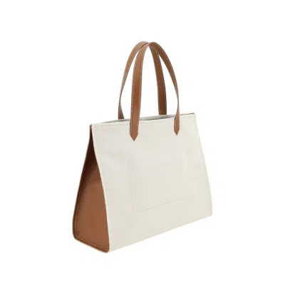 Balmain Beige Cotton Shoulder Women's Bag In Sand