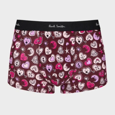 Paul Smith Burgundy 'hearts And Stars' Boxer Briefs Red In Red