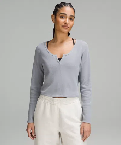 Lululemon Cotton-blend Henley Long-sleeve Shirt In Blue