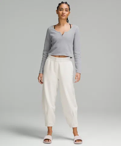 Lululemon Cotton-blend Henley Long-sleeve Shirt In Blue