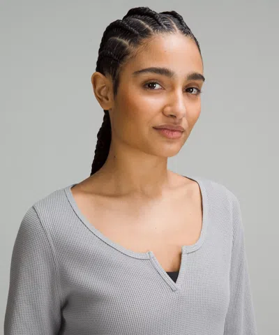 Lululemon Cotton-blend Henley Long-sleeve Shirt In Blue