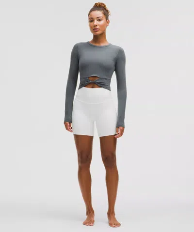Lululemon Cropped Nulu Twist-hem Long-sleeve Shirt In Gray