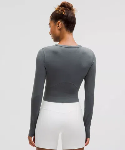 Lululemon Cropped Nulu Twist-hem Long-sleeve Shirt In Gray