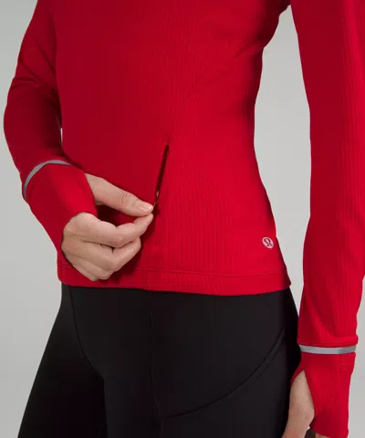 Lululemon It's Rulu Ribbed Long-sleeve Shirt In Red