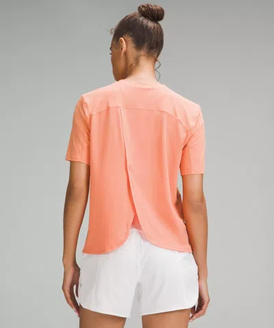 Lululemon Mesh Panelled Uv Protection Running T-shirt In Orange