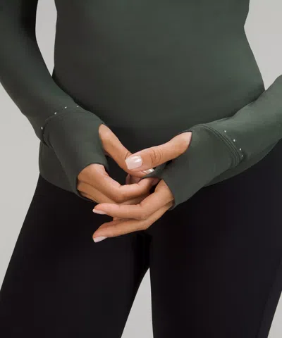 Lululemon Rulu Running Mockneck Long-sleeve Shirt In Green
