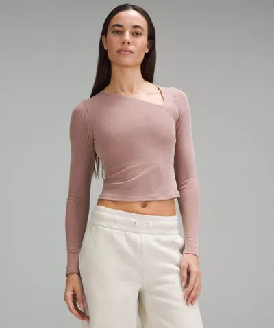 Lululemon Soft Ribbed Asymmetrical Long-sleeve Shirt In Pink