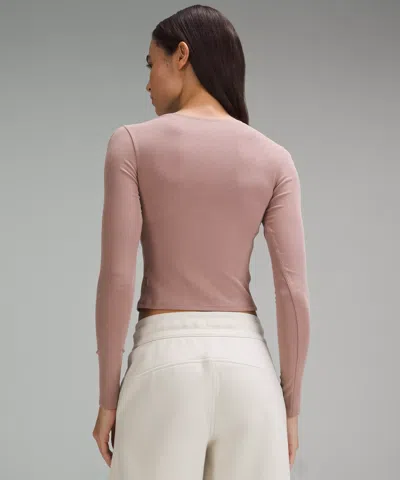 Lululemon Soft Ribbed Asymmetrical Long-sleeve Shirt In Pink