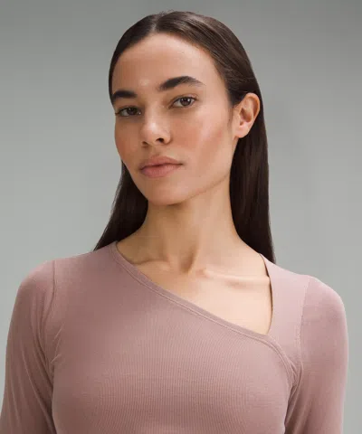 Lululemon Soft Ribbed Asymmetrical Long-sleeve Shirt In Pink