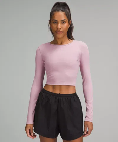 Lululemon Wunder Train Cropped Long-sleeve Shirt In Pink