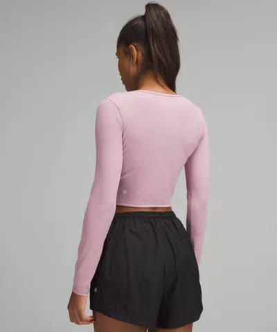 Lululemon Wunder Train Cropped Long-sleeve Shirt In Pink