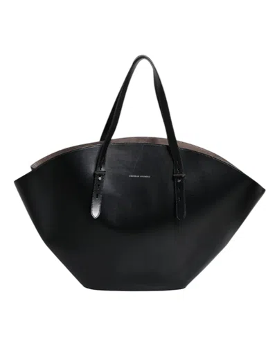 Pre-owned Brunello Cucinelli Black Leather Logo Shoulder Strap Shopping Tote Women's Bag ()
