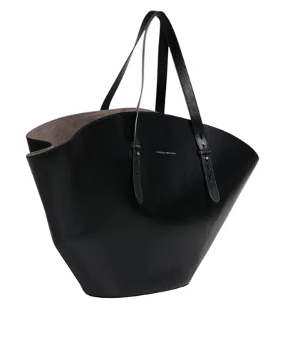 Pre-owned Brunello Cucinelli Black Leather Logo Shoulder Strap Shopping Tote Women's Bag ()