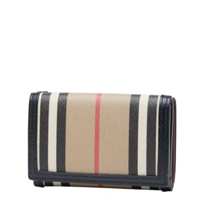 Pre-owned Burberry Beige Black Pvc Wallet (tri-fold) () In Multi
