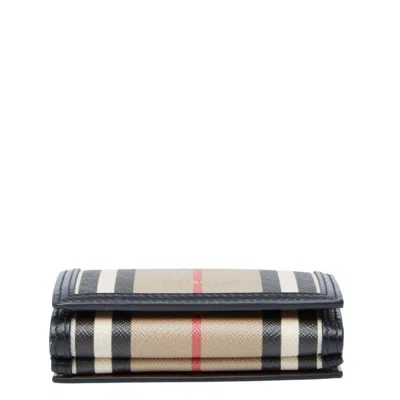 Pre-owned Burberry Beige Black Pvc Wallet (tri-fold) () In Multi