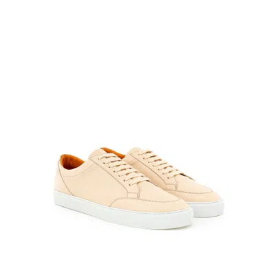 Burberry Pink Leather Low Top Women's Sneakers In Yellow