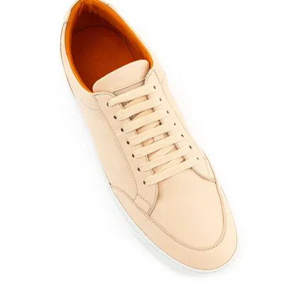 Burberry Pink Leather Low Top Women's Sneakers In Yellow