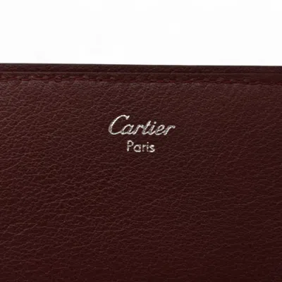 Pre-owned Cartier Bordeaux Leather Wallet (tri-fold) () In Burgundy