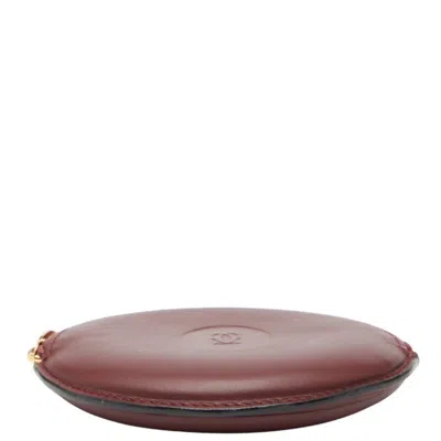 Pre-owned Cartier Bordeaux Wine Red Leather Coin Purse/coin Case () In Burgundy