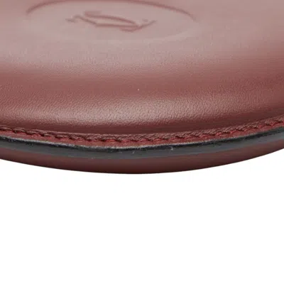 Pre-owned Cartier Bordeaux Wine Red Leather Coin Purse/coin Case () In Burgundy