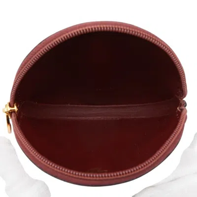 Pre-owned Cartier Bordeaux Wine Red Leather Coin Purse/coin Case () In Burgundy