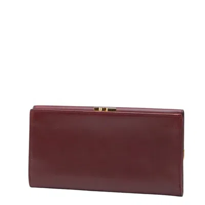 Pre-owned Cartier Bordeaux Wine Red Leather Long Wallet (tri-fold) () In Burgundy
