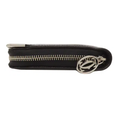 Pre-owned Cartier Must Black Leather Long Wallet (bi-fold) ()