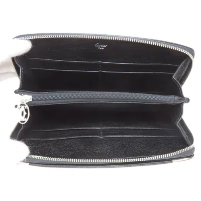 Pre-owned Cartier Must Black Leather Long Wallet (bi-fold) ()