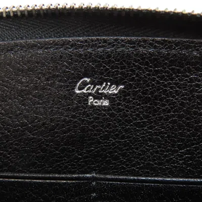 Pre-owned Cartier Must Black Leather Long Wallet (bi-fold) ()