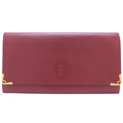 Pre-owned Cartier Must Bordeaux Leather Clutch Bag () In Burgundy