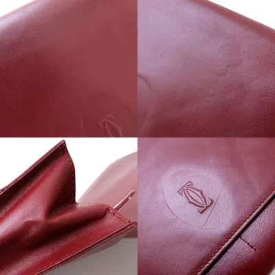Pre-owned Cartier Must Bordeaux Leather Clutch Bag () In Burgundy