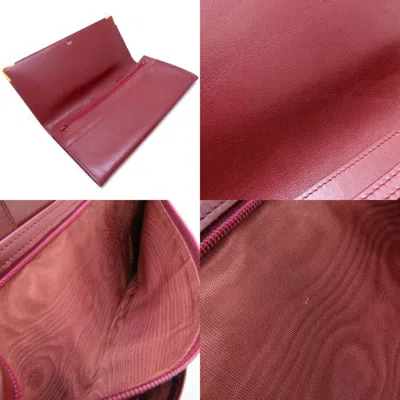 Pre-owned Cartier Must Bordeaux Leather Clutch Bag () In Burgundy