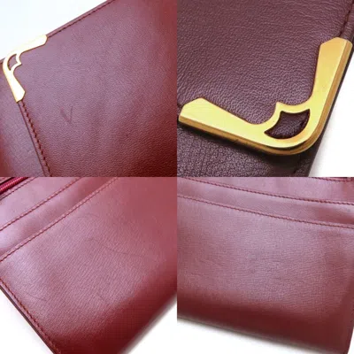 Pre-owned Cartier Must Bordeaux Leather Clutch Bag () In Burgundy