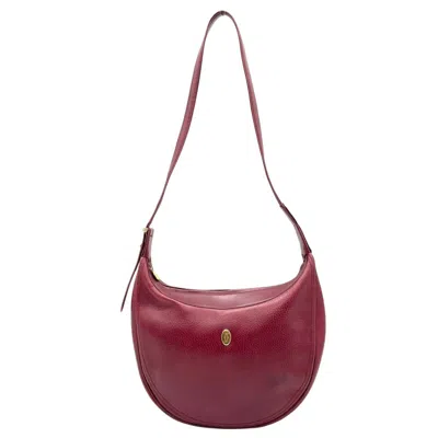 Pre-owned Cartier Wine Red Leather Shoulder Bag () In Burgundy