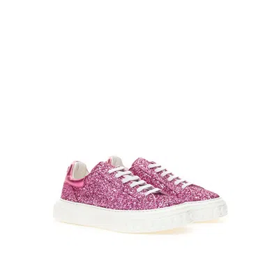 Casadei Fuchsia Fabric And Leather Low Top Women's Sneakers In Pink