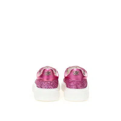 Casadei Fuchsia Fabric And Leather Low Top Women's Sneakers In Pink