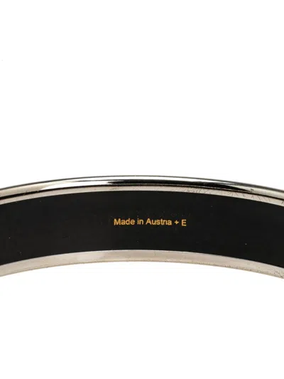 Pre-owned Hermes 20th Century Narrow Moon Stars Enamel Bangle 65 Costume Bracelet In Green