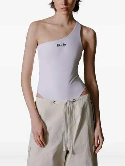 Rhude One-shoulder Open-back Swimsuit In White