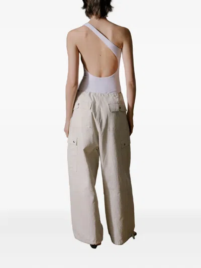 Rhude One-shoulder Open-back Swimsuit In White