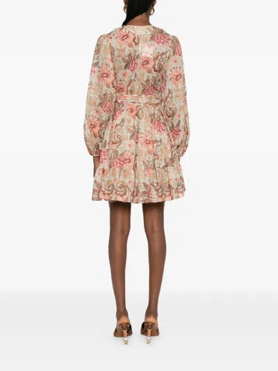 Zimmermann Floral Ruffled Mini Dress In Multi
