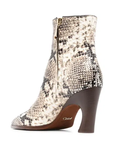 Chloé 80mm Heeled Ankle Boots In Neutral