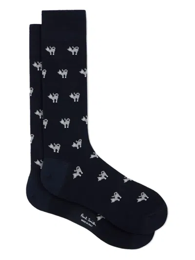Paul Smith Cat-motif Socks In Blue
